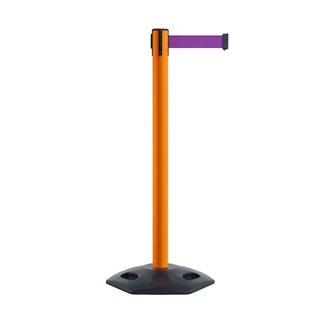 Stanchion Belt Barrier Rubber Base Orange Post 9ft.Purple Belt